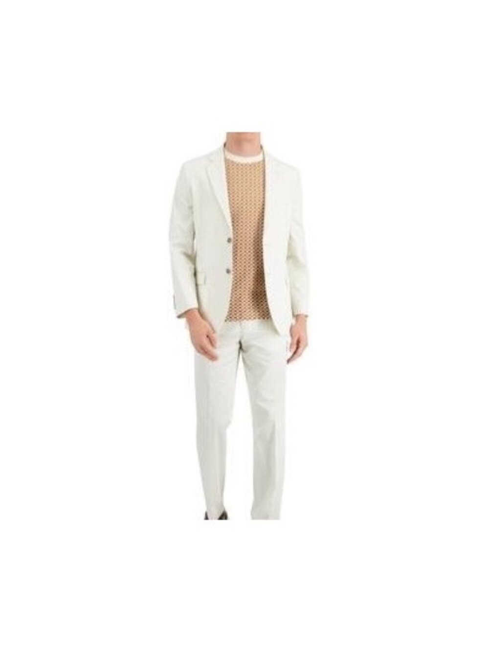 Nautica Mens Modern Fit Stretch Cotton Solid Suit White Cream Size 40S/W34 NWT